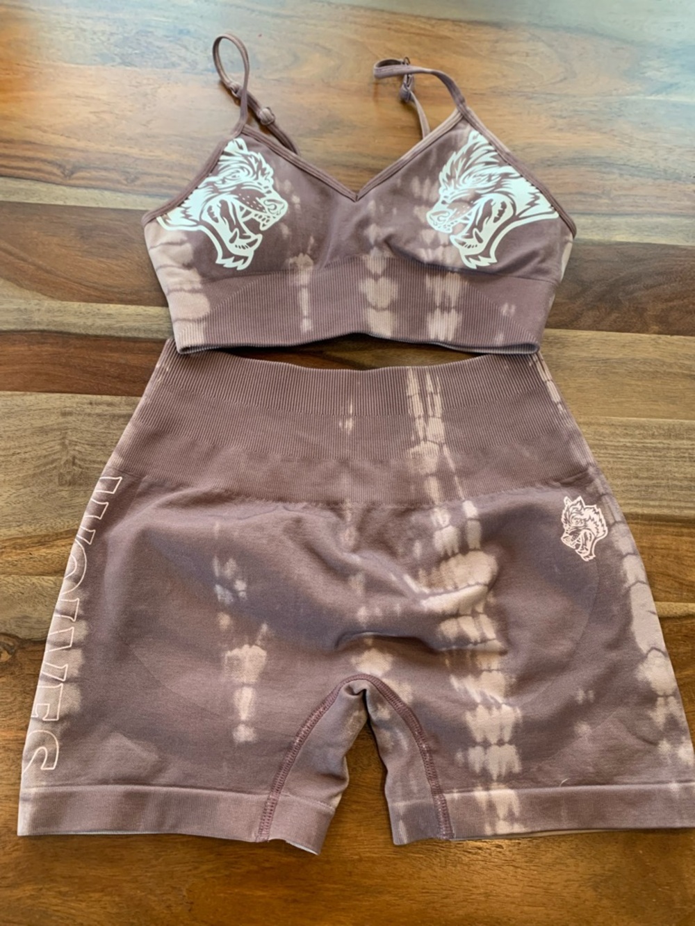 Darc Sport Brown Tie-Dye Seamless top & High-Waist Shorts Set